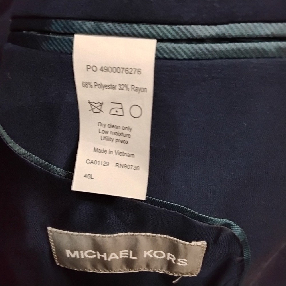 Michael Kors Mens Blue Two Button Blazer Jacket Sport Coat 46L PO 4900076276 - Picture 5 of 11